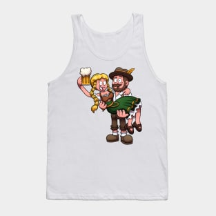 Bavarian Man Holding Oktoberfest Girl Tank Top